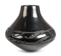 Carved Blackware Pottery Jar