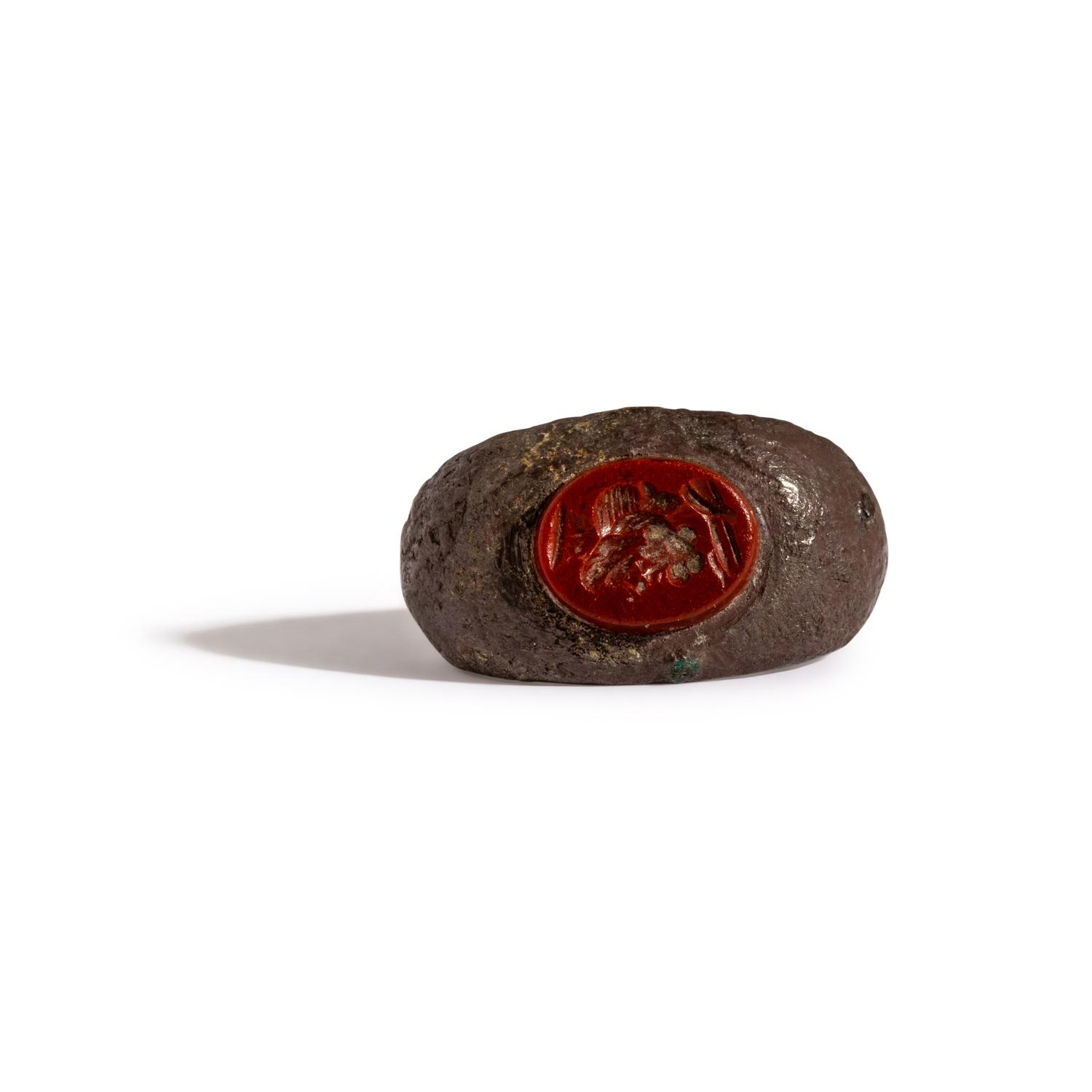 A Roman Silver and Jasper Finger Ring with the God Serapis