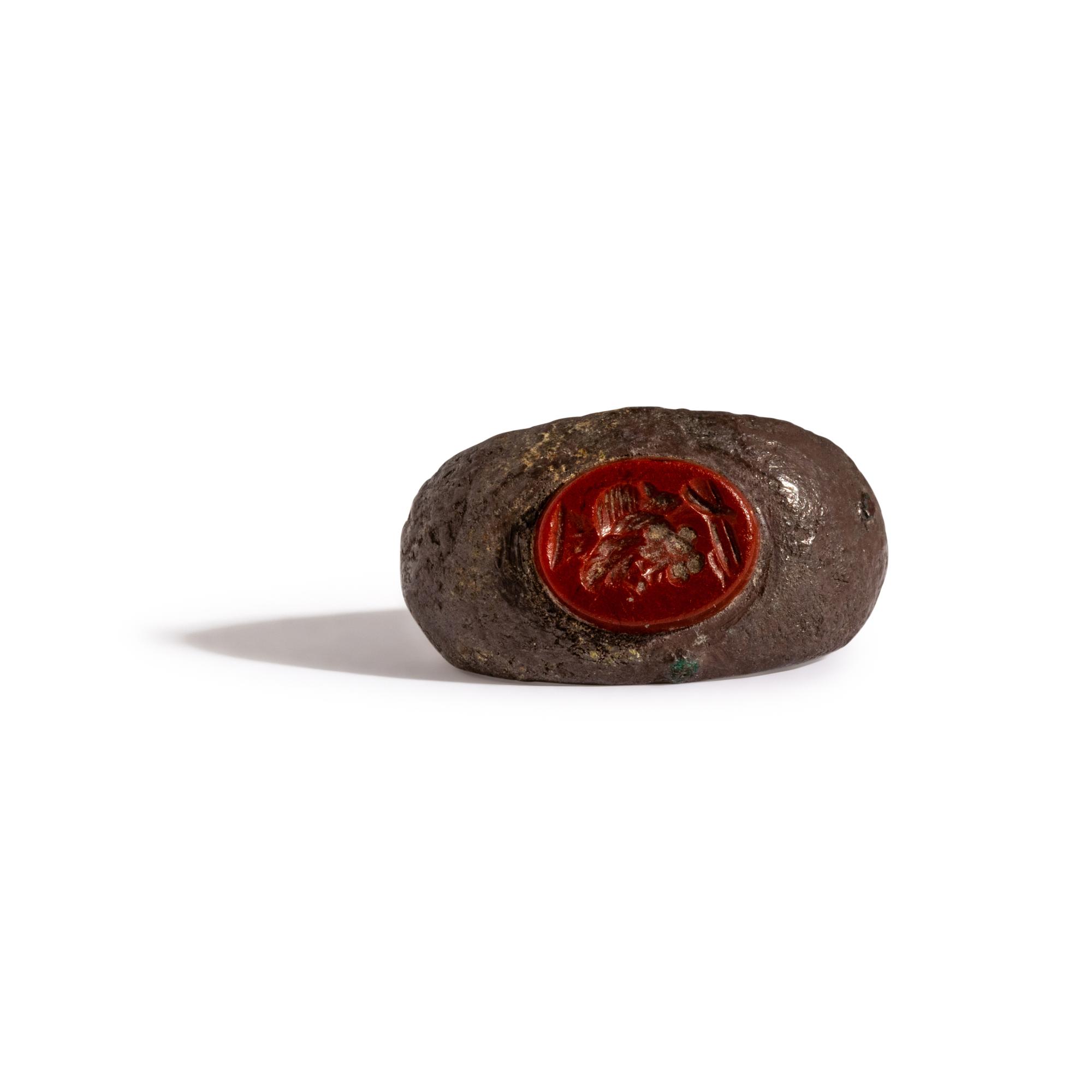 A Roman Silver and Jasper Finger Ring with the God Serapis