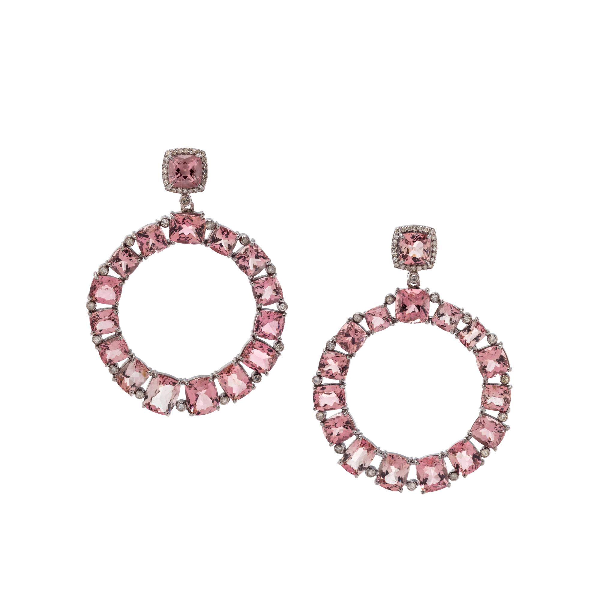 PINK TOURMALINE AND DIAMOND EARRINGS