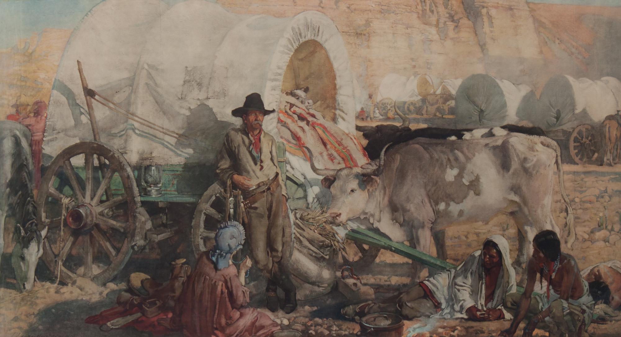 John Young Hunter, (American 1874-1955), Cowboy Frontier Scene