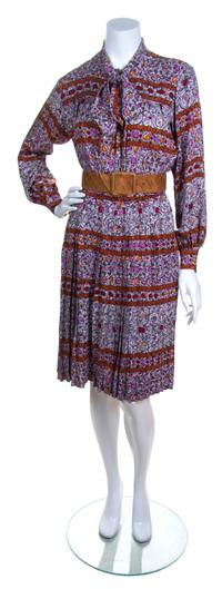 An Yves Saint Laurent Multicolor Geometric Patterned Dress, Size 34.