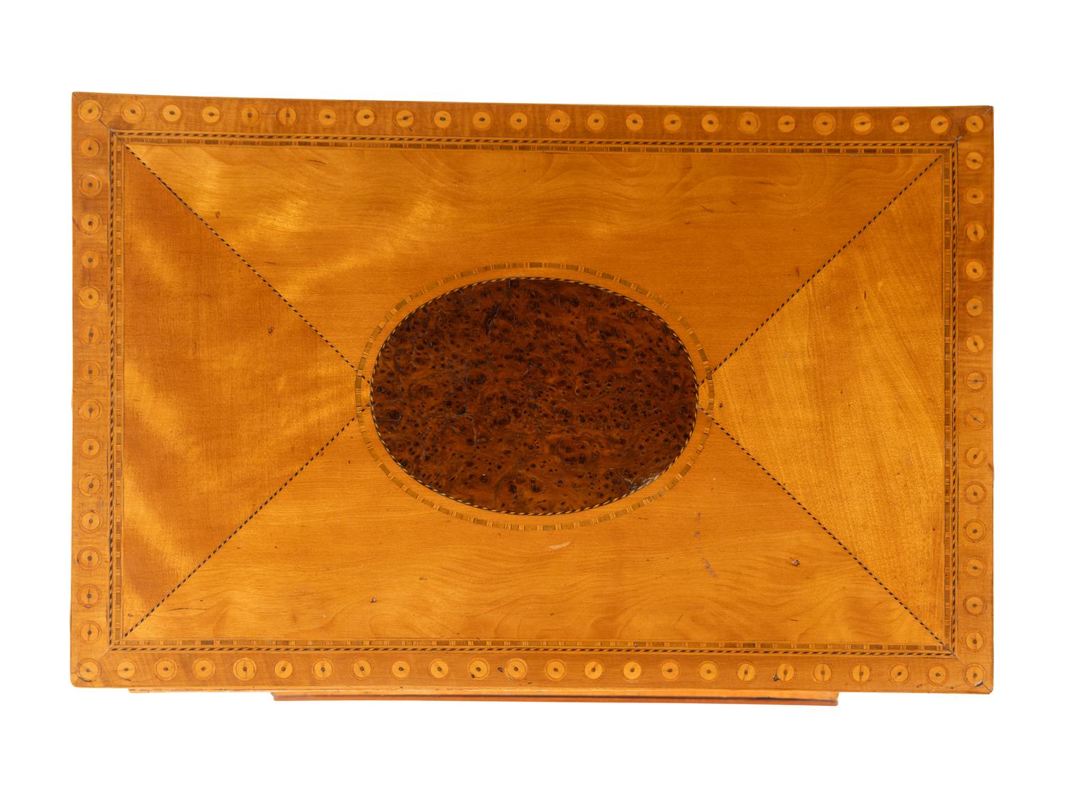 A George III Satinwood, Yew Wood and Marquetry Fall-Front Writing Cabinet on Stand