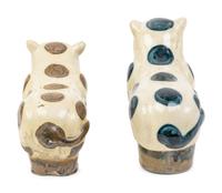 Two Chinese Beige Ground Porcelain 'Cat' Pillows