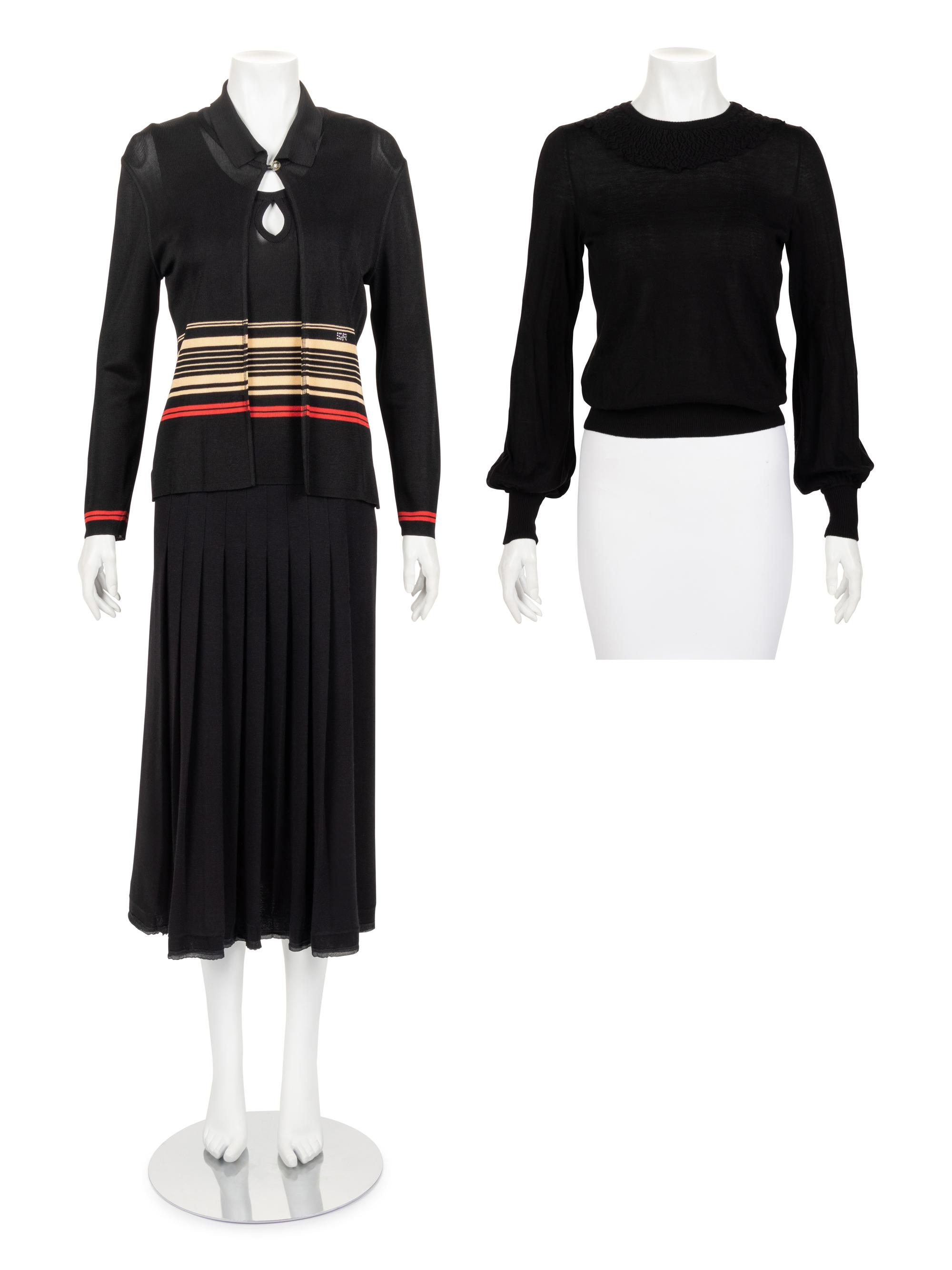 One Sonia Rykiel Three-Piece Ensemble and One Chanel Knit Top, 1990s