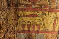 An Egyptian Painted Cartonnage Sarcophagus Fragment