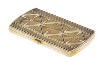A French Art Deco Silver Cigarette Case, , the case worked to show rosettes and sunburst engine-turned decoration.
