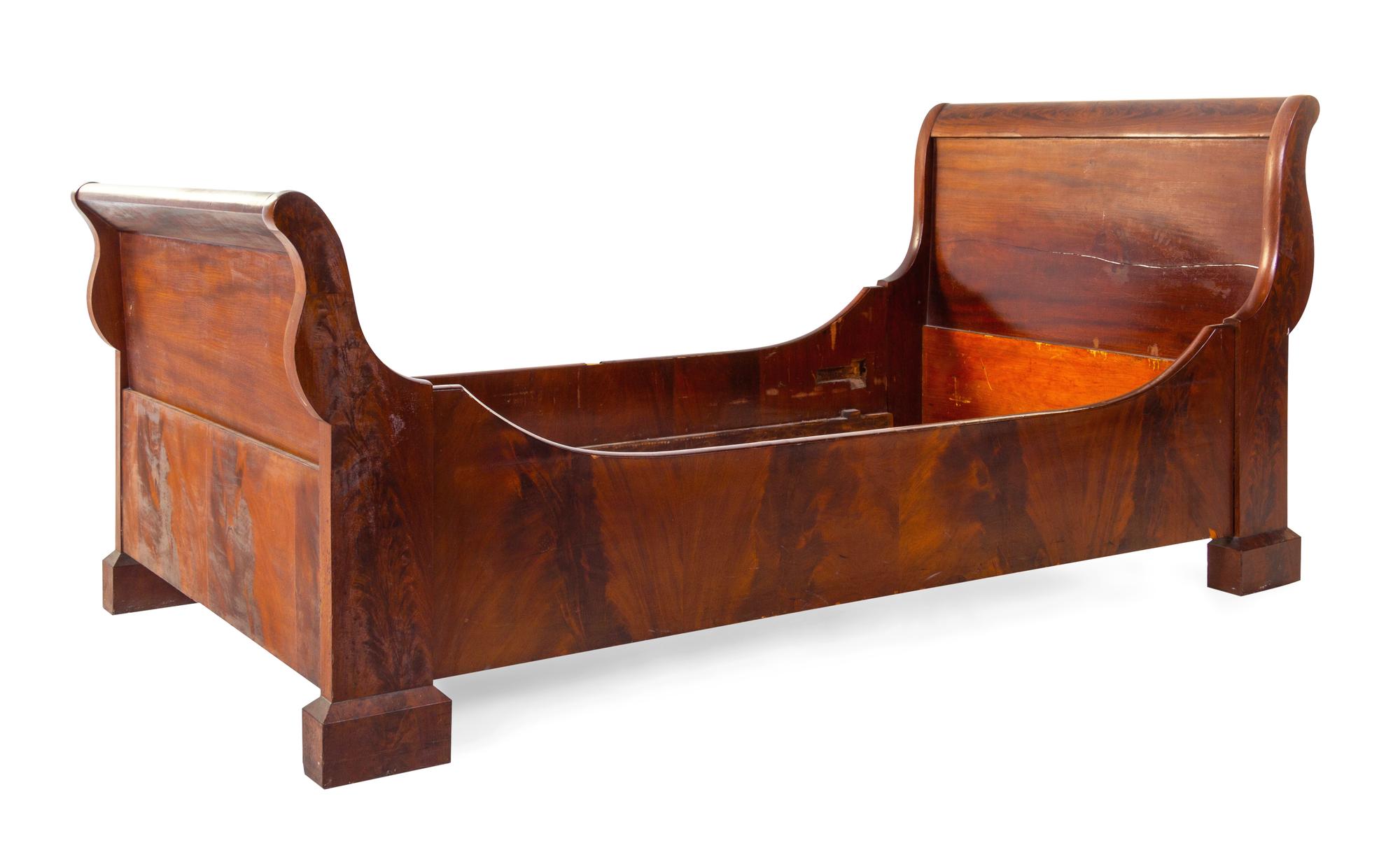 Two American Empire Mahogany Sleigh Beds