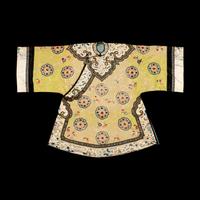 A Chinese Yellow Ground Embroidered Silk Lady's Jacket, 19th Century 清中期 黃地團花紋女大襟