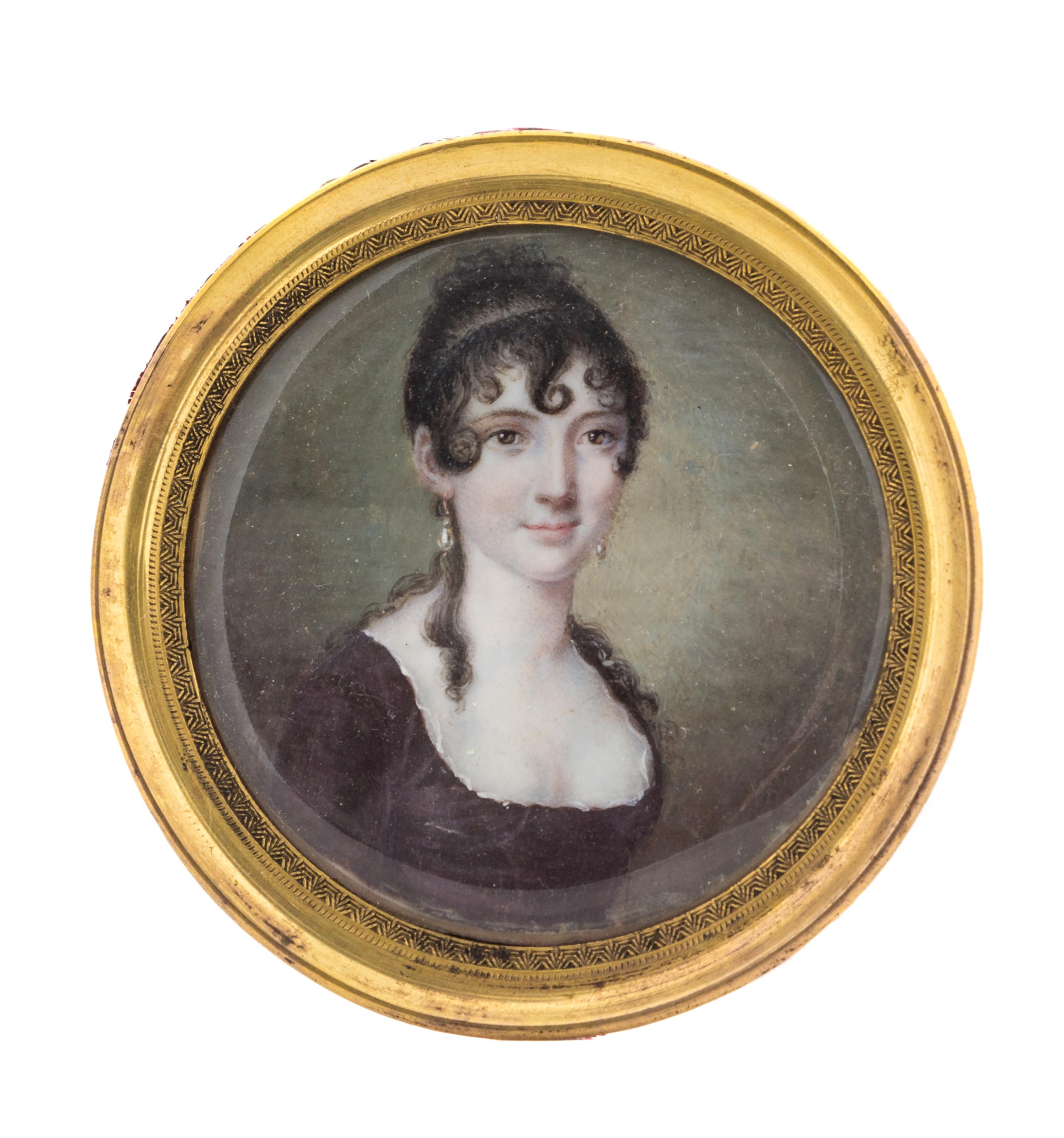 Jean Urbain Guerin, (French, 1760-1836), Portrait Miniature of Baroness Falkenstyn