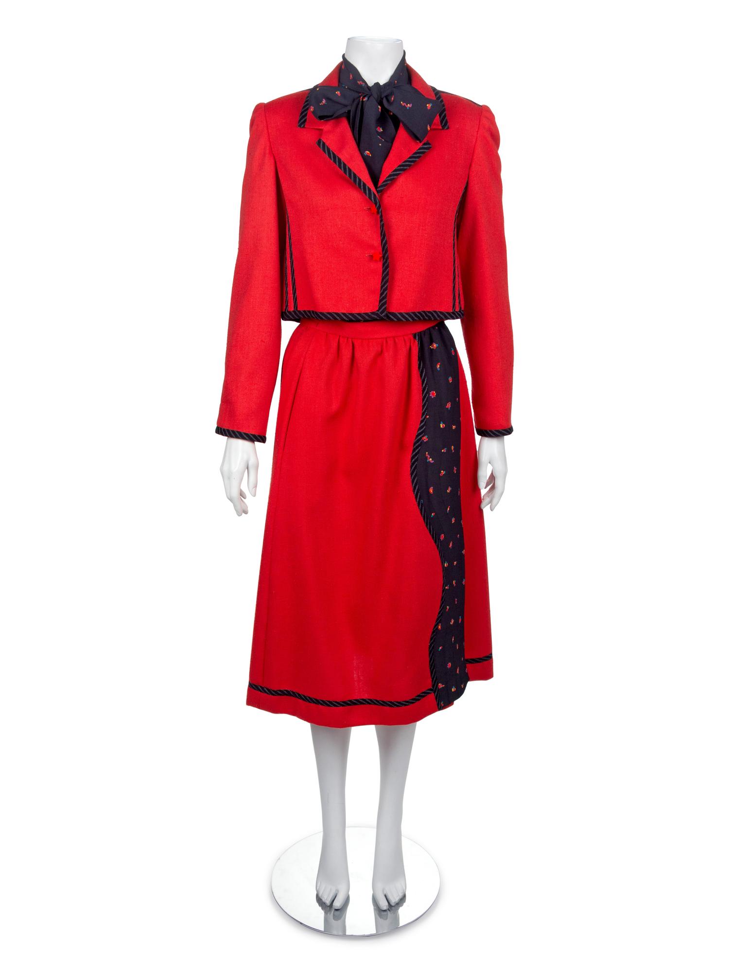 One Bill Blass Dress and Jacket, One Galanos Skirt Suit, and One Koos Ven den Akker Skirt Suit, 1970s-1980s — Sold to benefit the Art Acquisition Fund at the Indianapolis Museum of Art at Newfield.