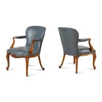 A Set of Five of Louis XV Style Walnut Fauteuils