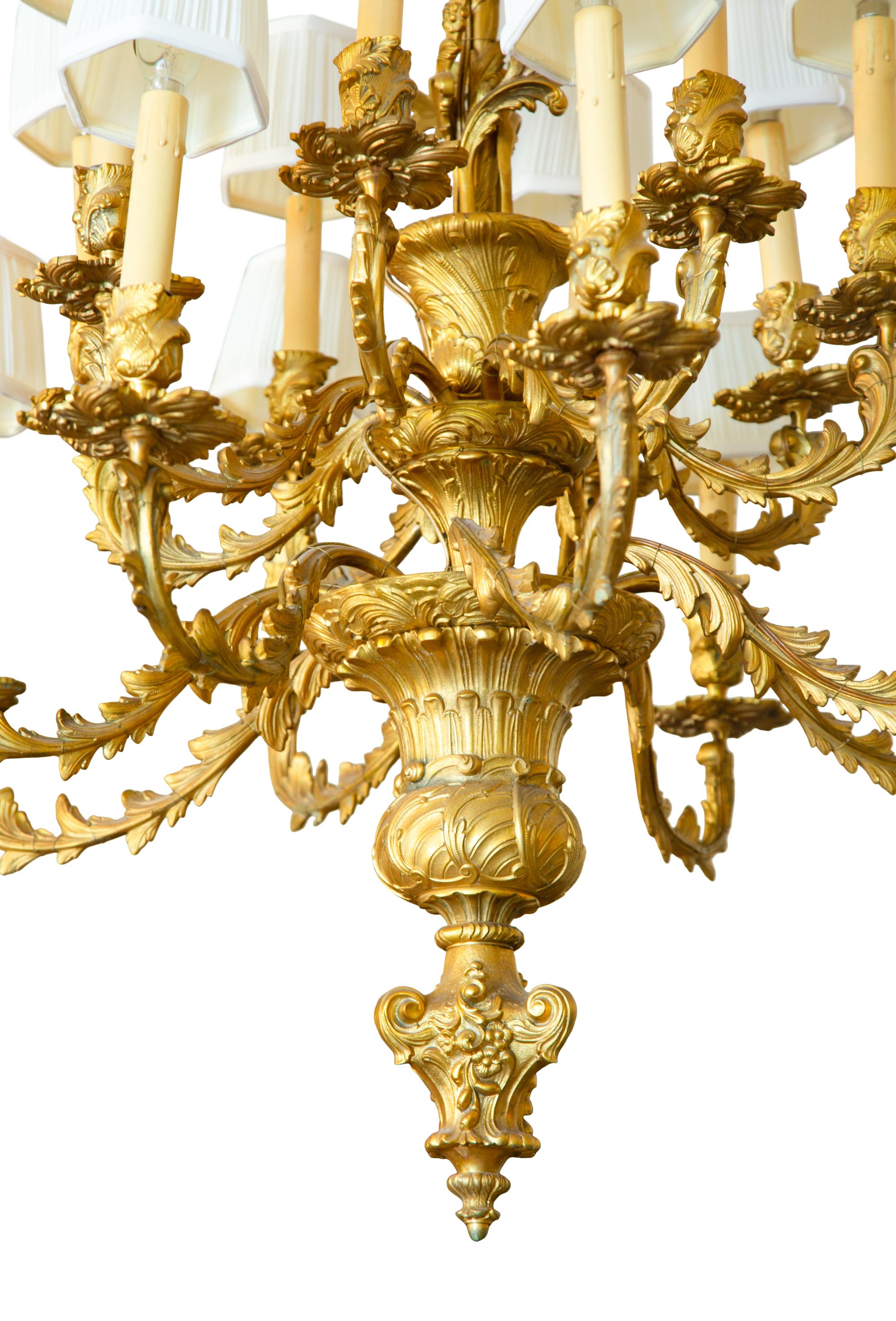 A Louis XV Style Gilt Bronze Sixteen-Light Chandelier