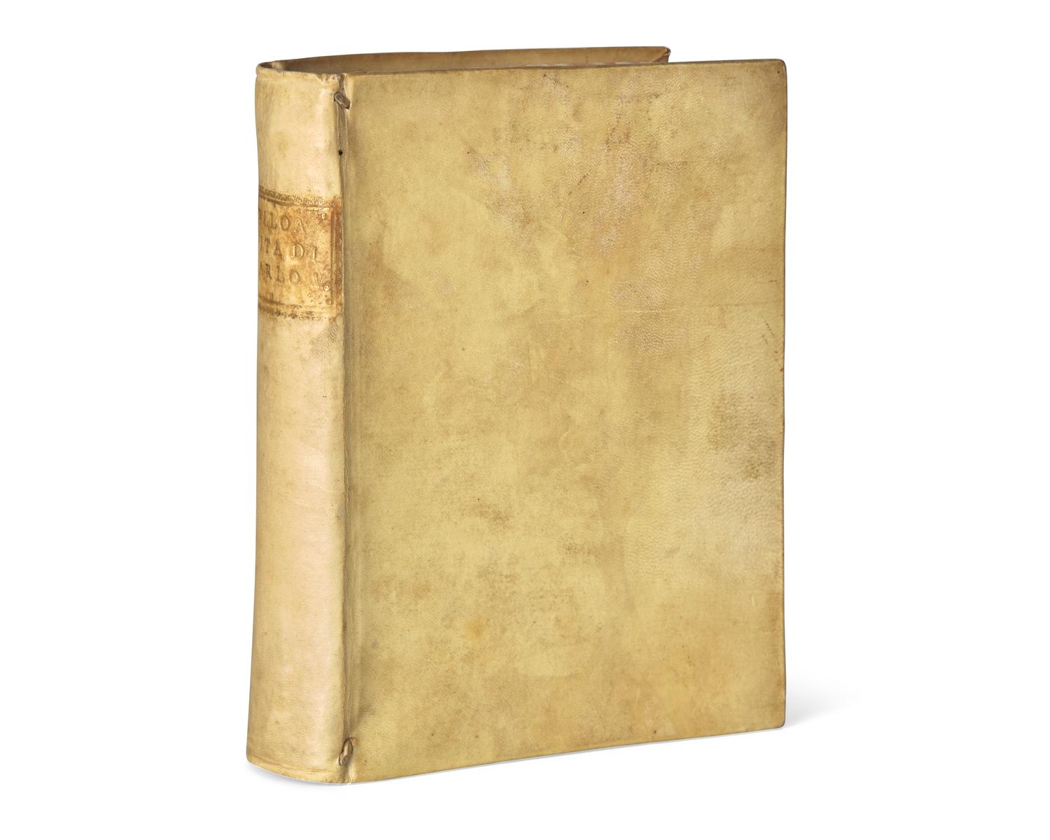 [EARLY PRINTING]. ULLOA, Alfonso. Vita dell'invittissimo, e sacratissimo imperator Carlo V. Venetia: Domenico Farri, 1589.