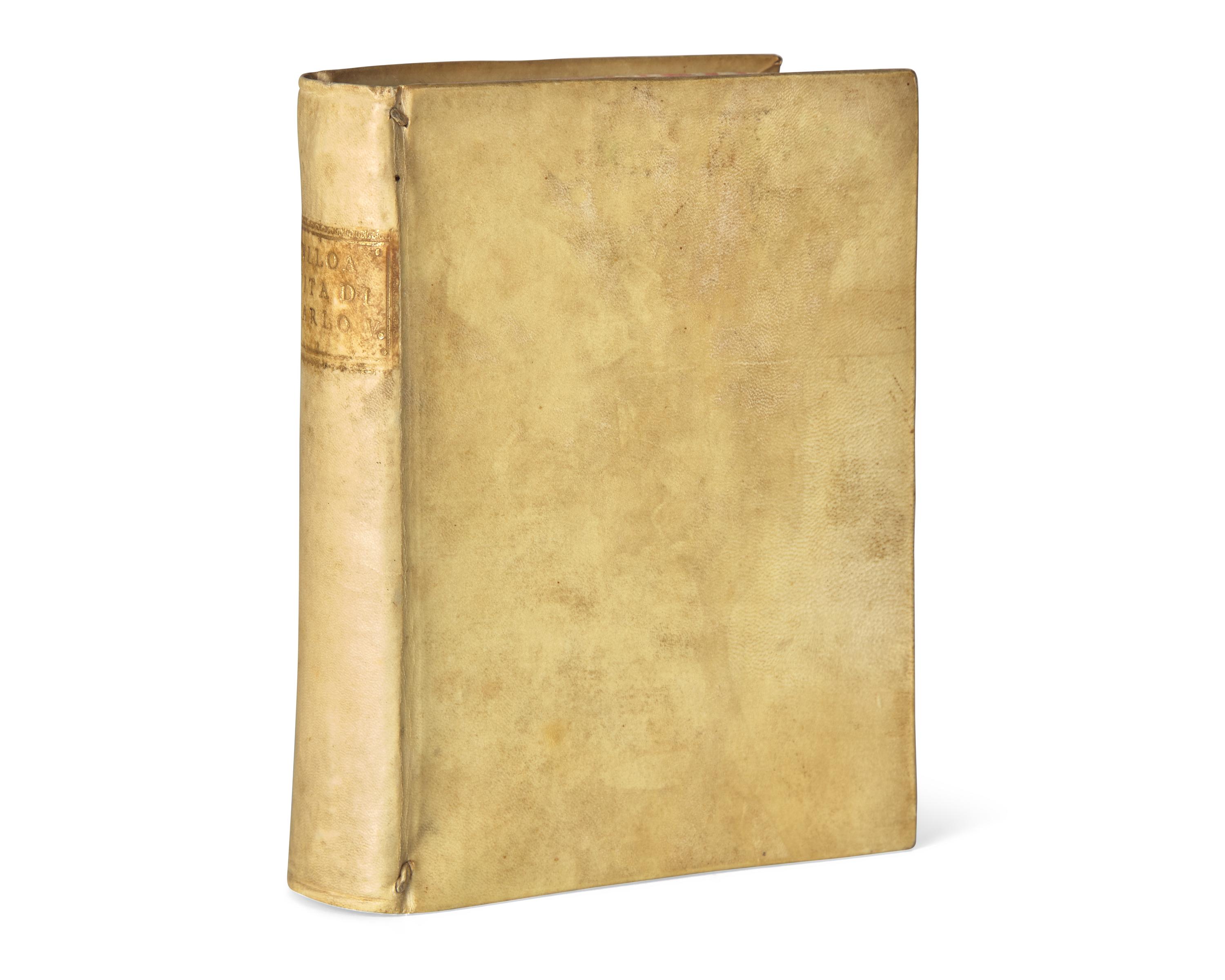 [EARLY PRINTING]. ULLOA, Alfonso. Vita dell'invittissimo, e sacratissimo imperator Carlo V. Venetia: Domenico Farri, 1589.