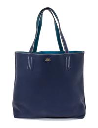 An Hermes Bleu Izmir/Bleu Sapphire 45cm Taurillon Clemence Double Sens Tote, 17.5" x 15.5" x 5".