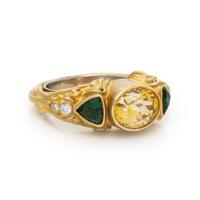 Yellow Sapphire, Tsavorite Garnet, and Yellow Gold Ring
