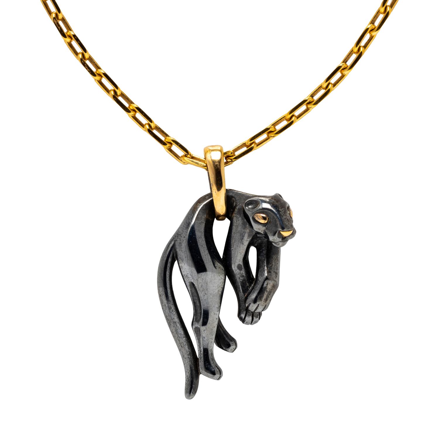 CARTIER, YELLOW GOLD AND SILVERIUM 'PANTHÈRE' NECKLACE