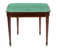 A Regency Rosewood Flip-Top Game Table, Height 29 1/2 x width 36 x depth 18 inches (closed).