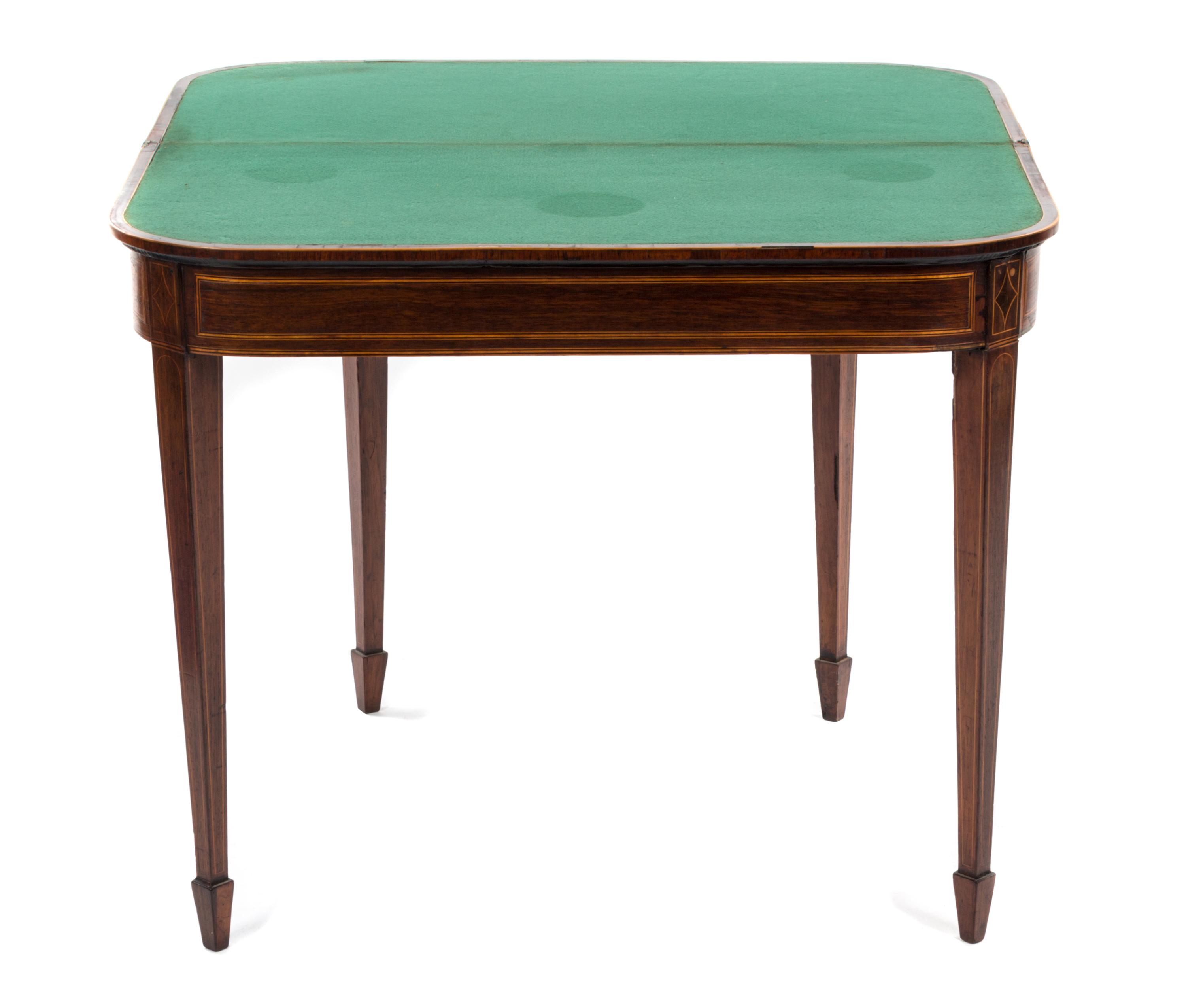 A Regency Rosewood Flip-Top Game Table, Height 29 1/2 x width 36 x depth 18 inches (closed).