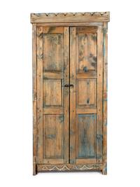 A Painted Rustic Cabinet in Two Pieces