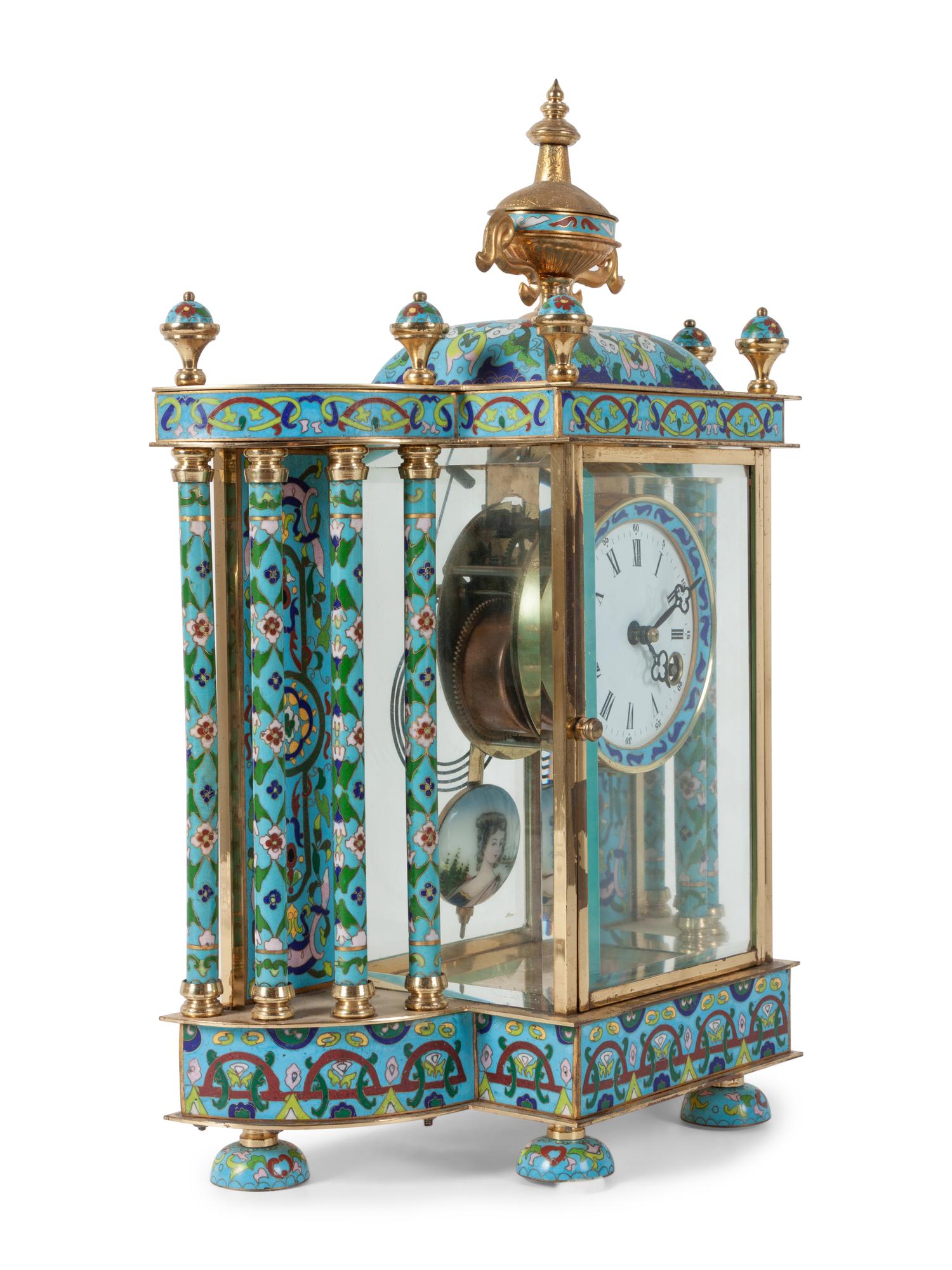 A Chinese Export Cloisonné Enamel Mantel Clock