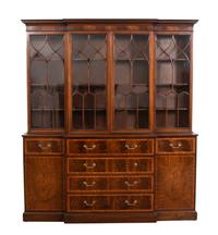 A George III Style Mahogany Breakfront Secretary/Cabinet — 20TH CENTURY