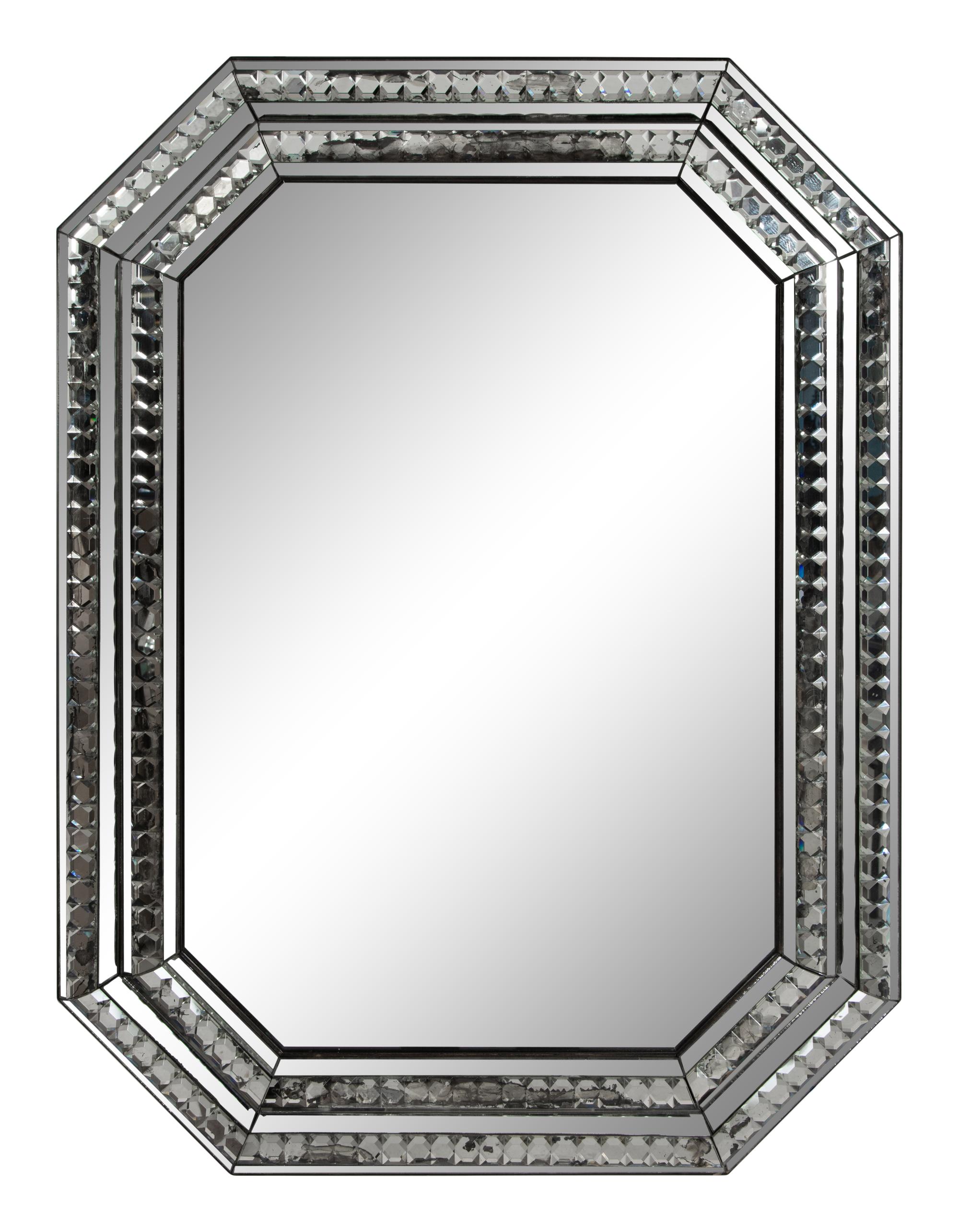 A Pair of Octagonal Faceted Glass Framed Mirrors