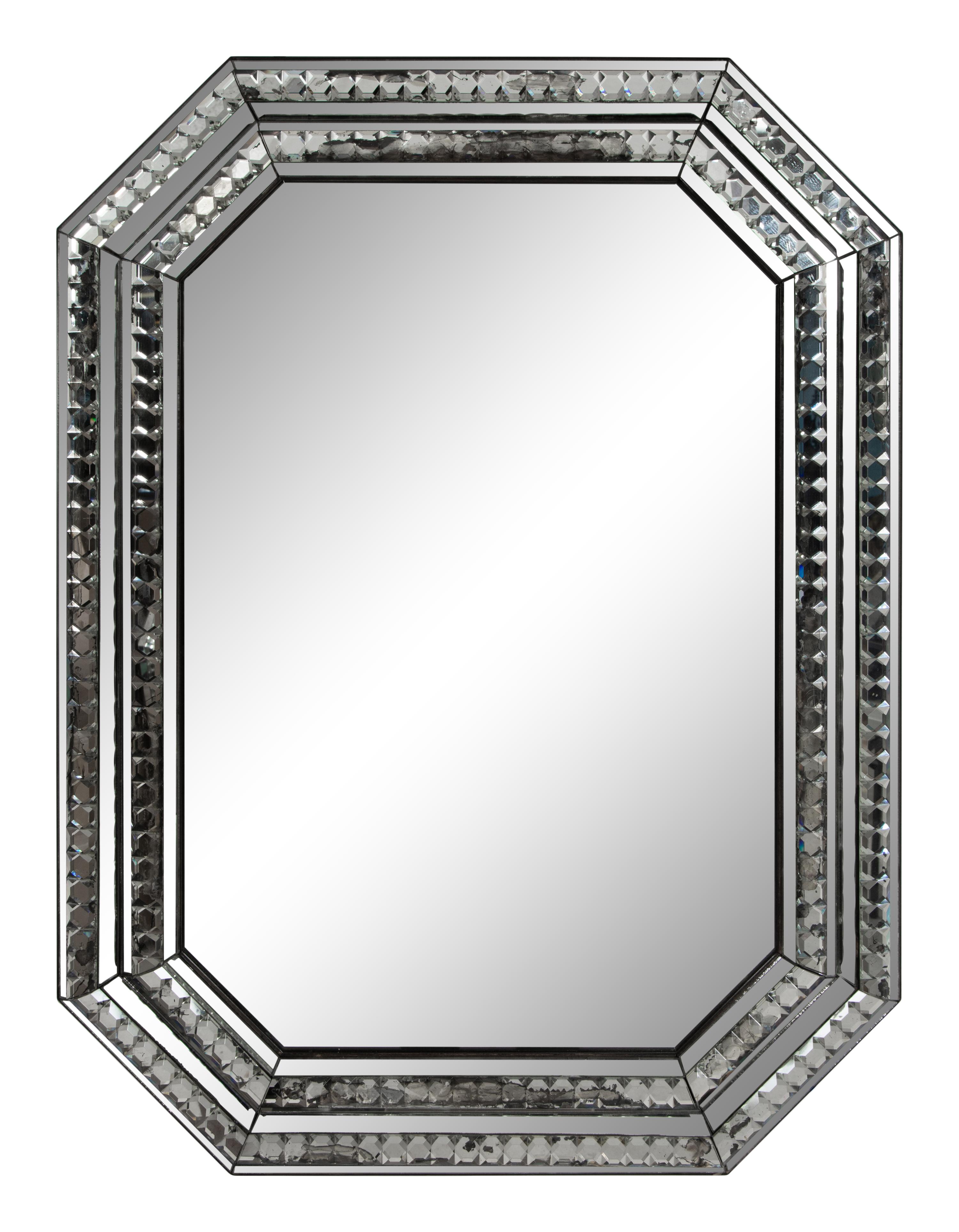 A Pair of Octagonal Faceted Glass Framed Mirrors