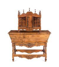 A French Provincial Walnut Panettiere and Dough Box on Stand