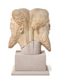 A Roman Marble Janiform Herm Head Height 13 1/2 inches. — CIRCA LATE 1ST-EARLY 2ND CENTURY C.E.