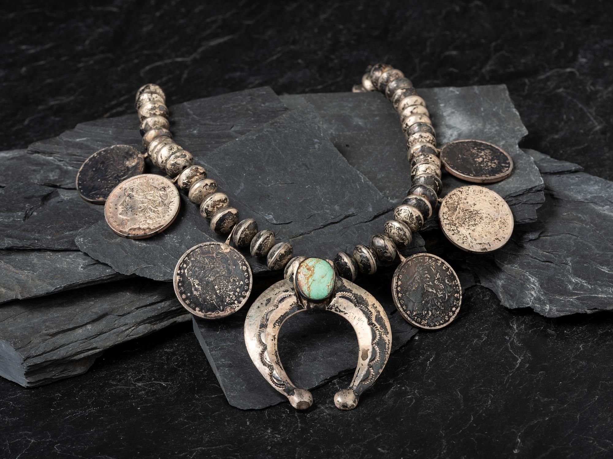 Navajo Coin Squash Blossom Necklace