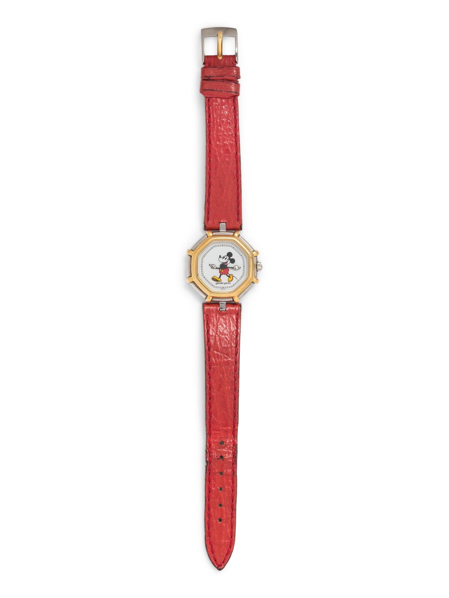 GERALD GENTA, STAINLESS STEEL AND YELLOW GOLD 'LES FANTAISIES' MICKEY MOUSE WRISTWATCH