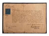 [CRIMEAN WAR]. Signature of Queen Victoria on military appointment. [London], 1851.