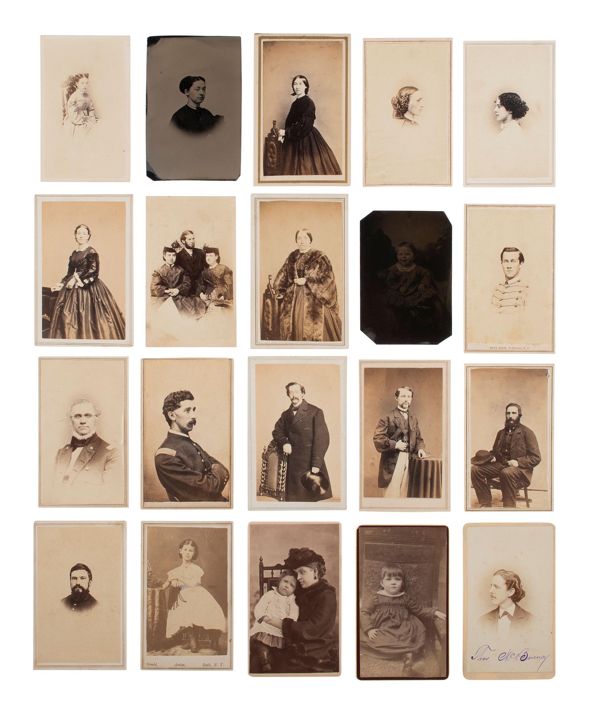[EARLY PHOTOGRAPHY]. 3 CDV albums containing portraits of ships, soldiers, and civilians.