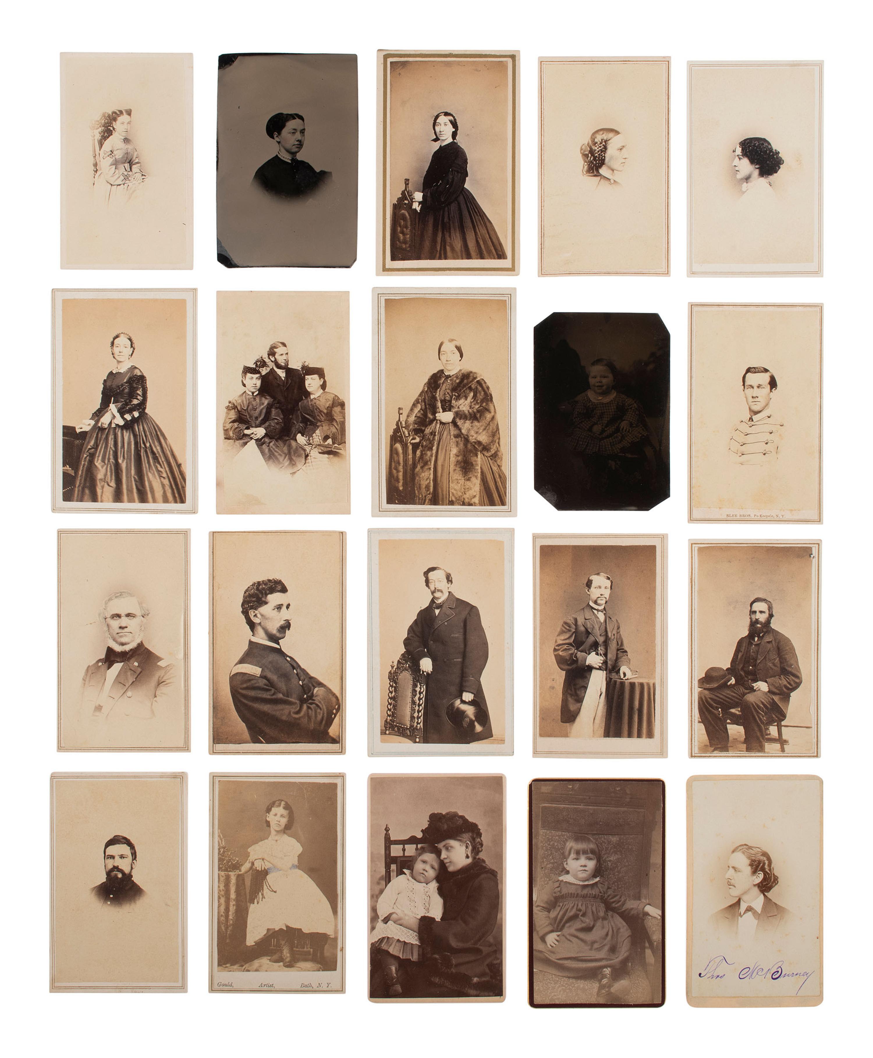 [EARLY PHOTOGRAPHY]. 3 CDV albums containing portraits of ships, soldiers, and civilians.
