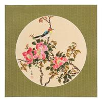 Three Chinese Ink and Color Paintings and One Woodblock Print