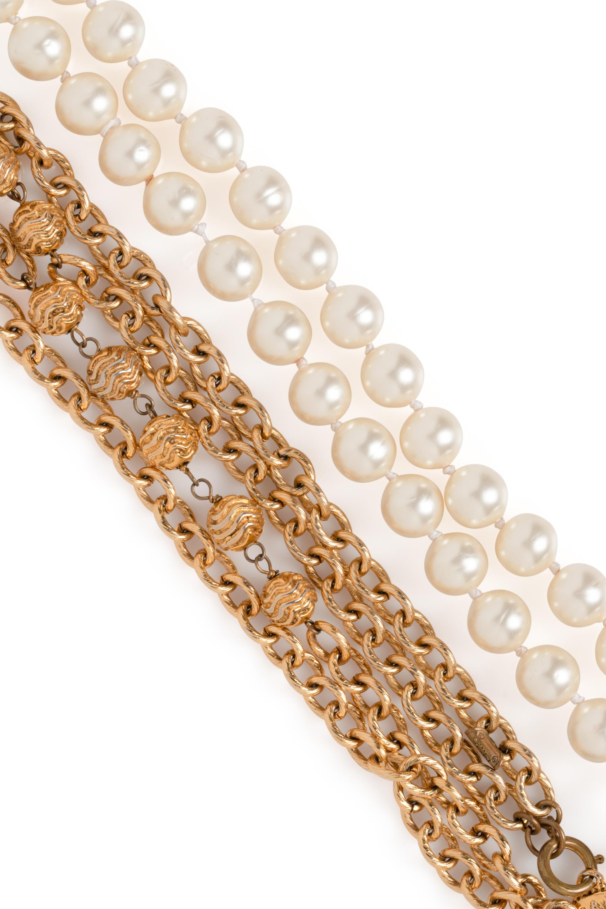 Chanel Costume Jewelry: Two Necklaces and Pair of Earrings, 1980-90s