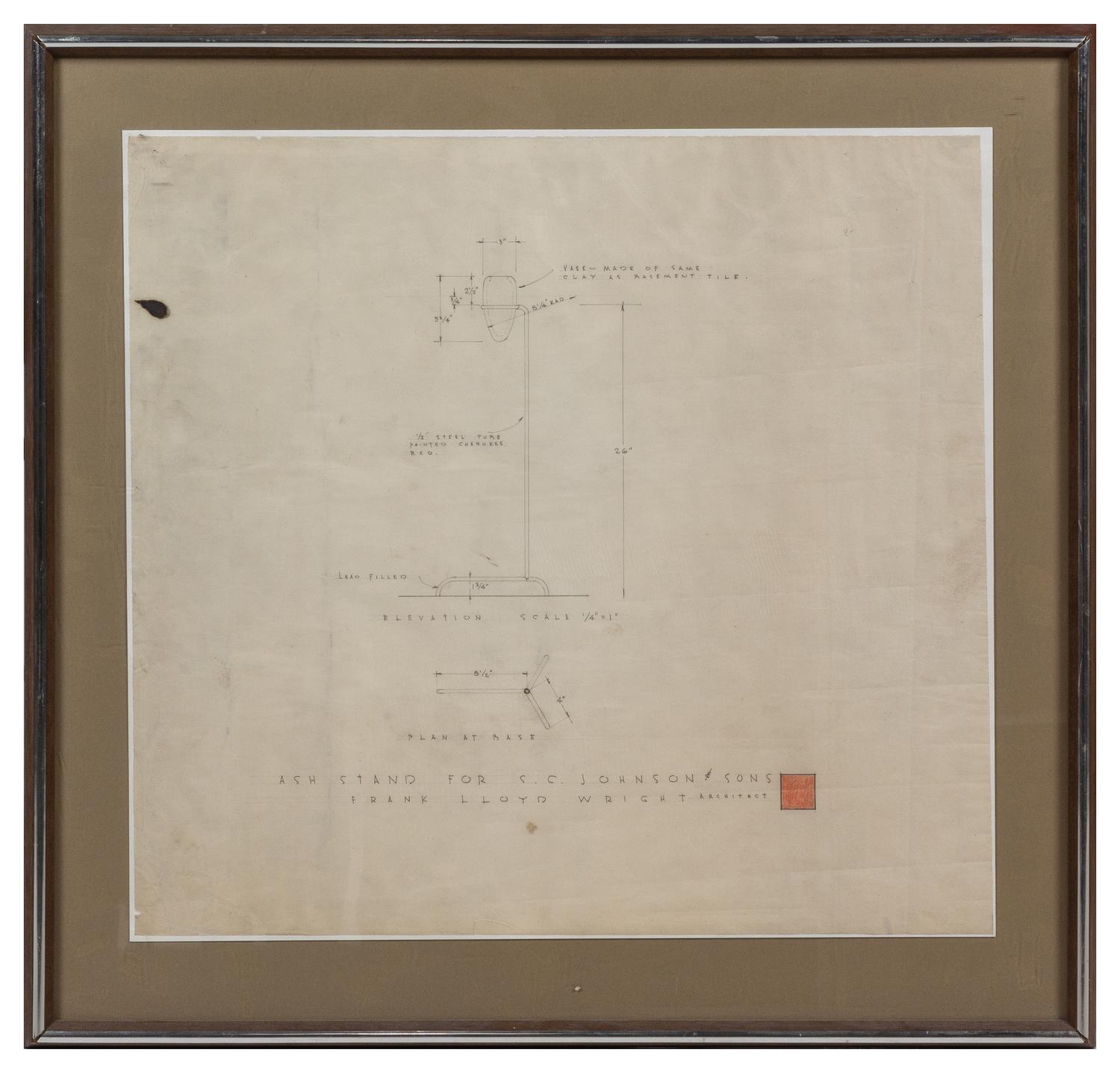 [ARCHITECTURE]. WRIGHT, Frank Lloyd (1867-1959). A group of architectural drawings, renderings, and blueprints relating to the S. C. Johnson and Sons Office Building in Racine, Wisconsin, comprising: