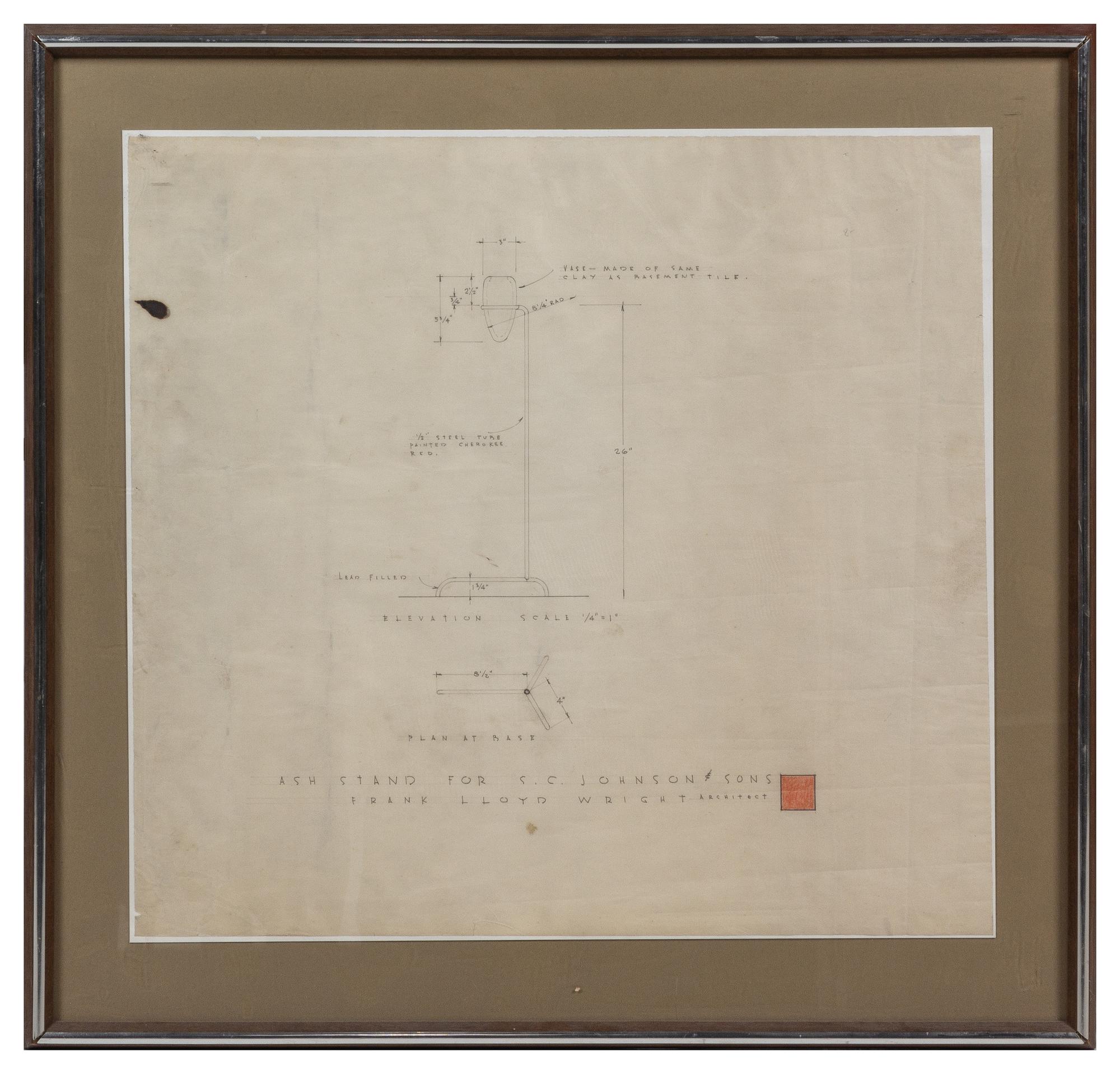 [ARCHITECTURE]. WRIGHT, Frank Lloyd (1867-1959). A group of architectural drawings, renderings, and blueprints relating to the S. C. Johnson and Sons Office Building in Racine, Wisconsin, comprising: