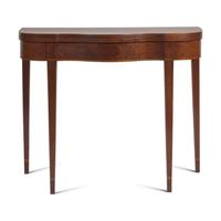 A Federal Inlaid Mahogany Serpentine Card Table
