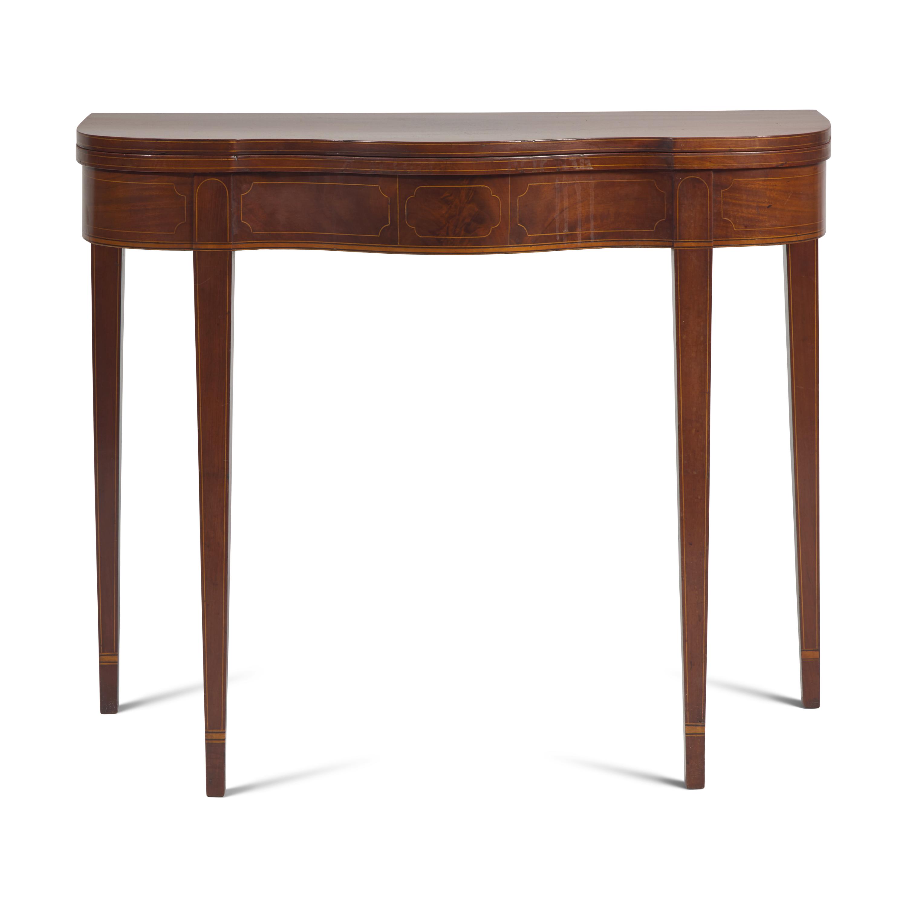 A Federal Inlaid Mahogany Serpentine Card Table