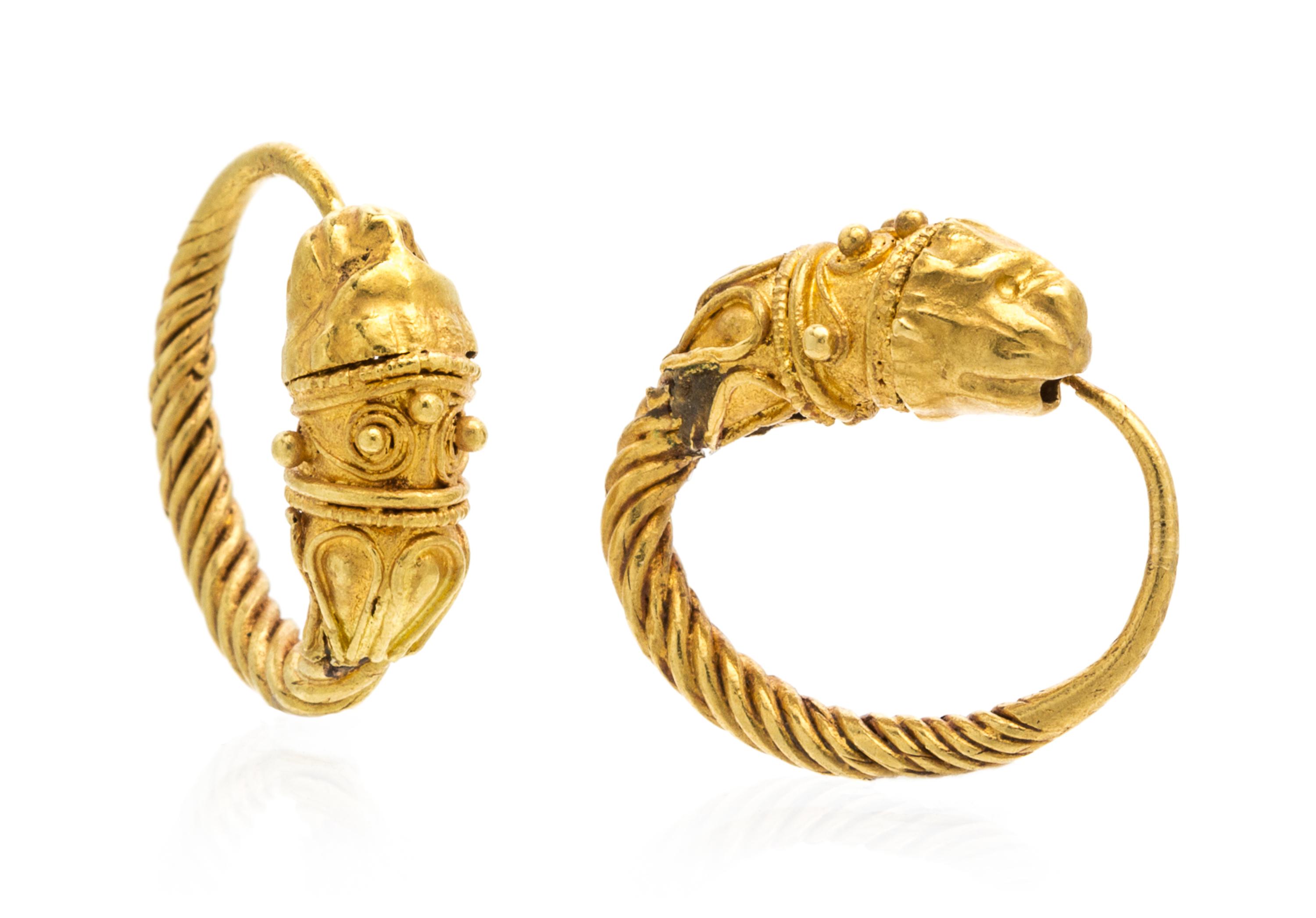 A Pair of Hellenistic Style Yellow Gold Earrings, 4.00 dwts.