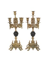 A Pair of Baroque Revival Gilt-Bronze Five-Light Candelabra