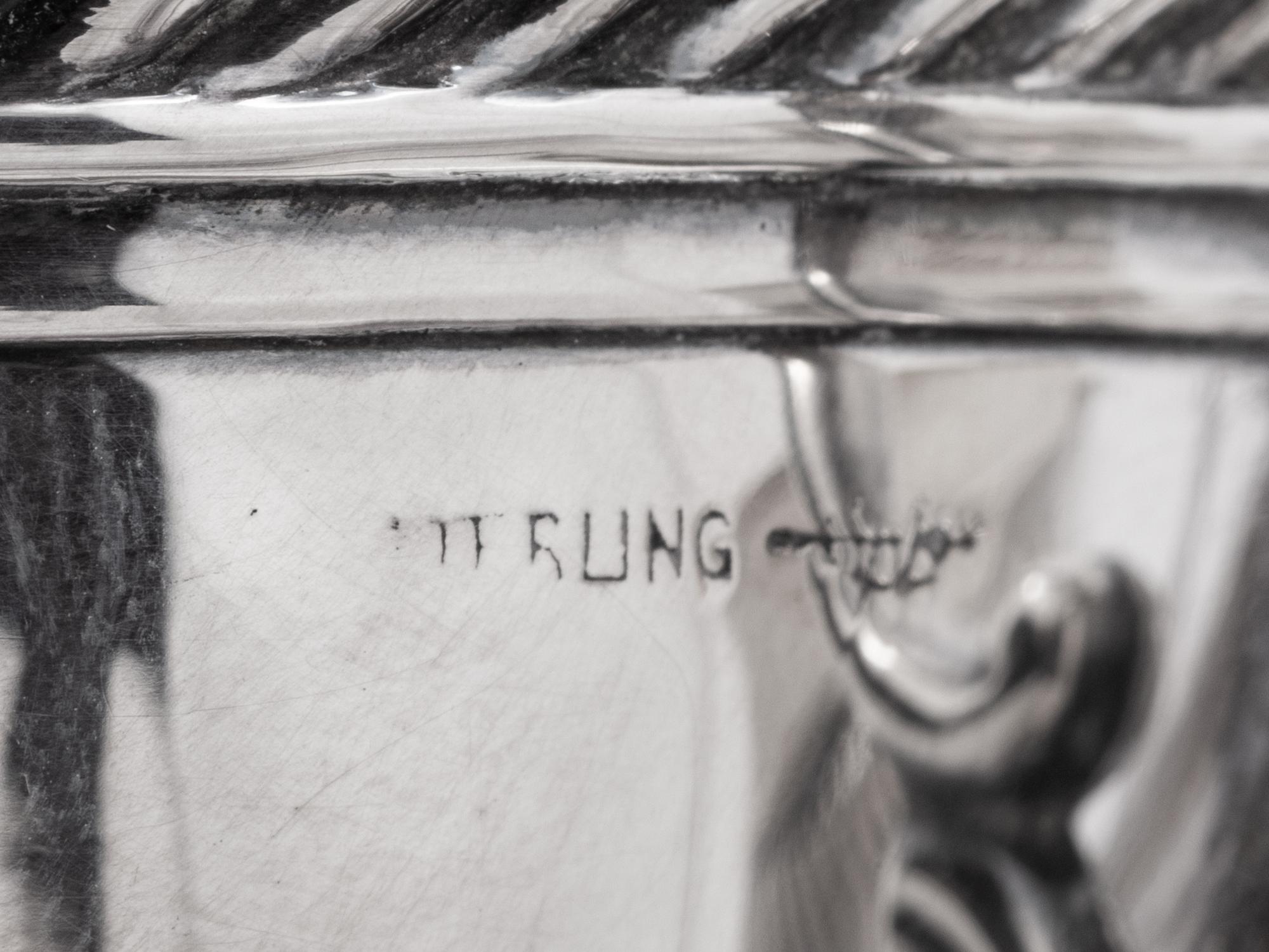 A Set of Twelve Silver Coffee Cups with Porcelain Liners, Twelve Saucers and an Associated Silver-Plate Tray