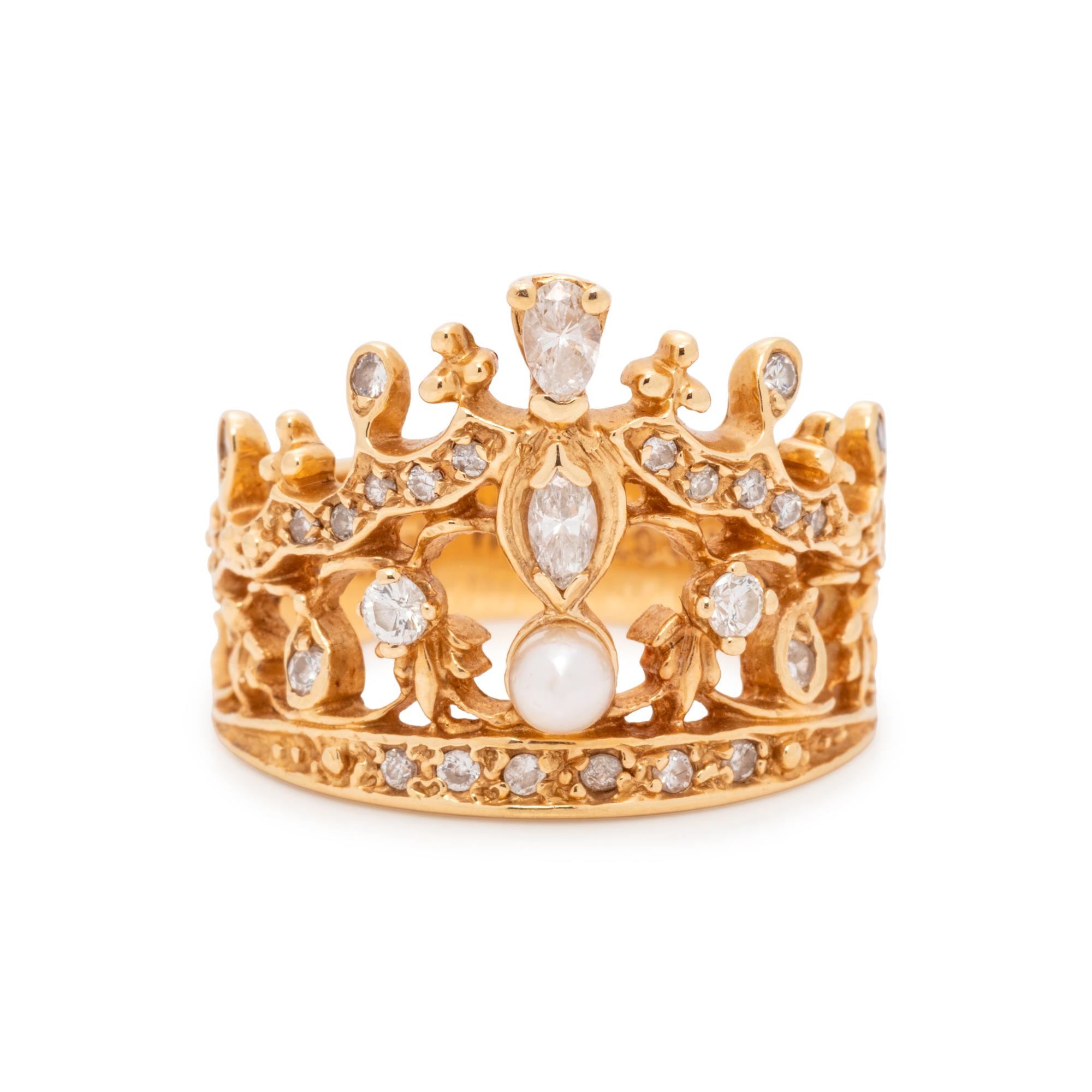 DIAMOND AND CULTURED PEARL RING