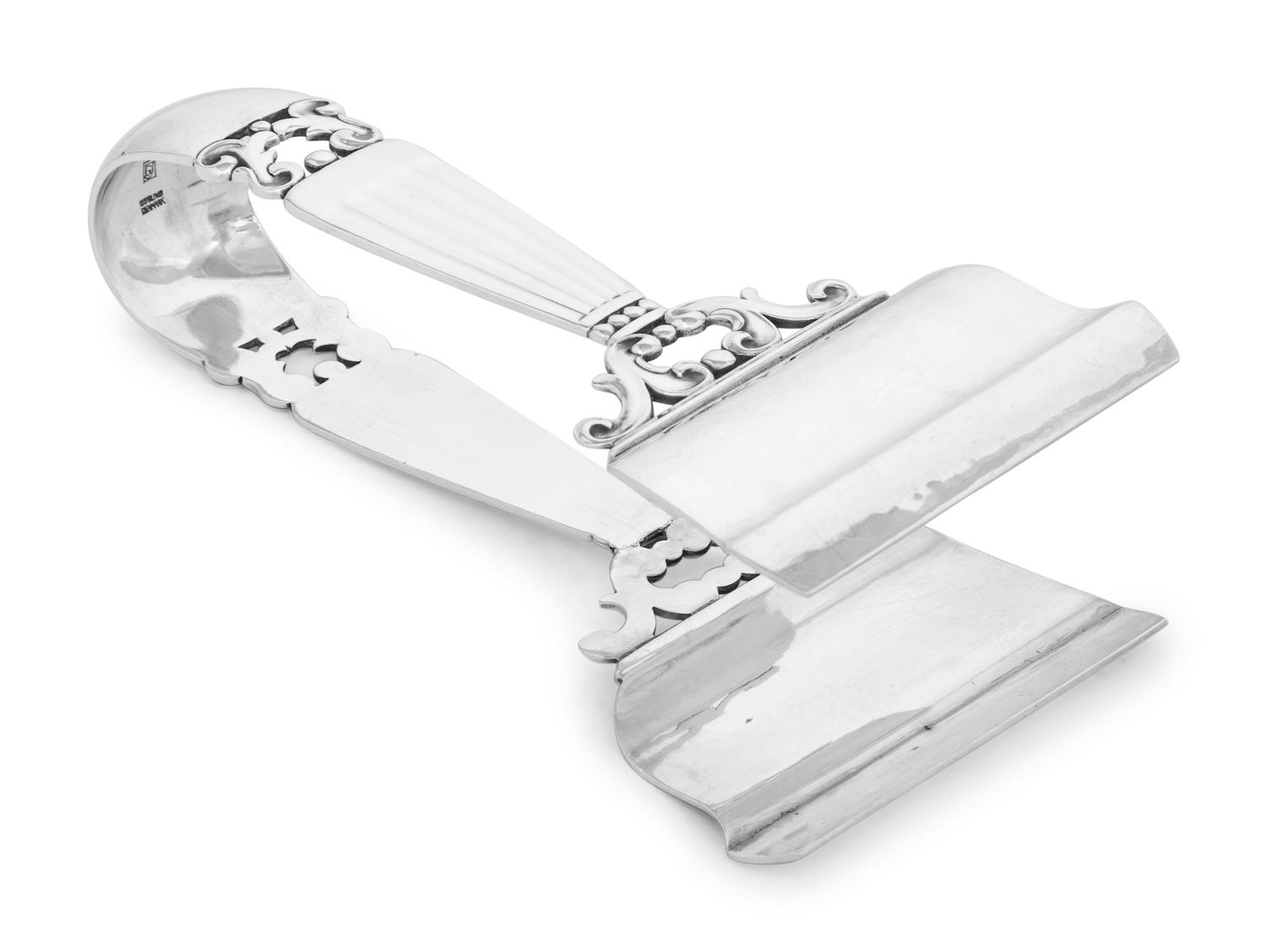 A Rare Pair of Georg Jensen Silver Asparagus Tongs