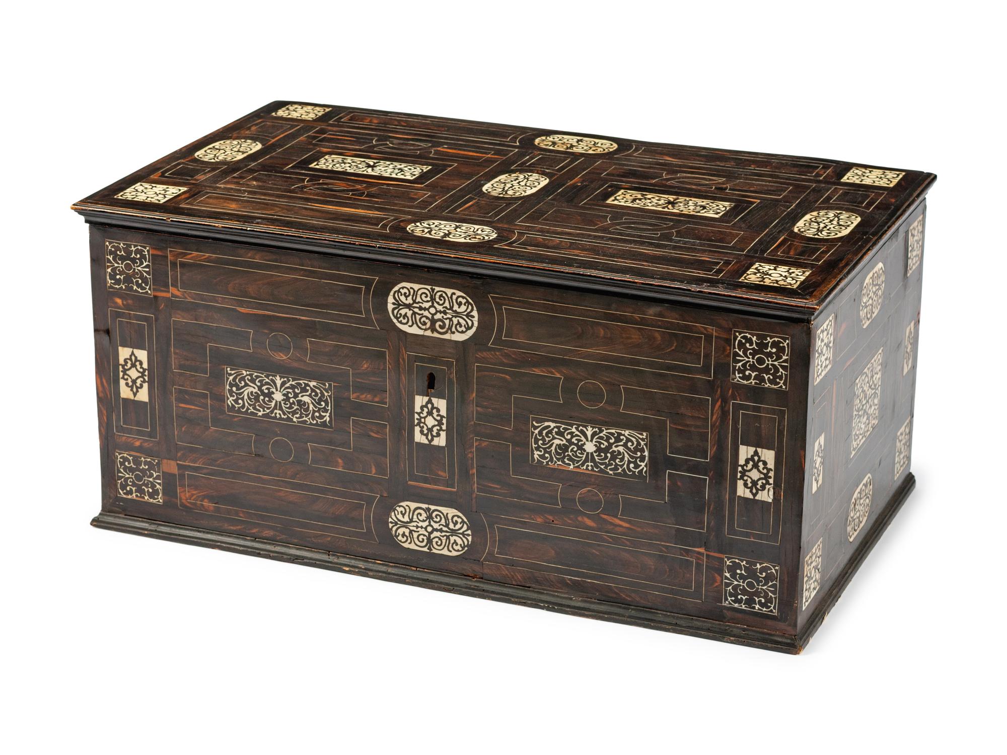 An Italian Inlaid and Ebonized Coffer