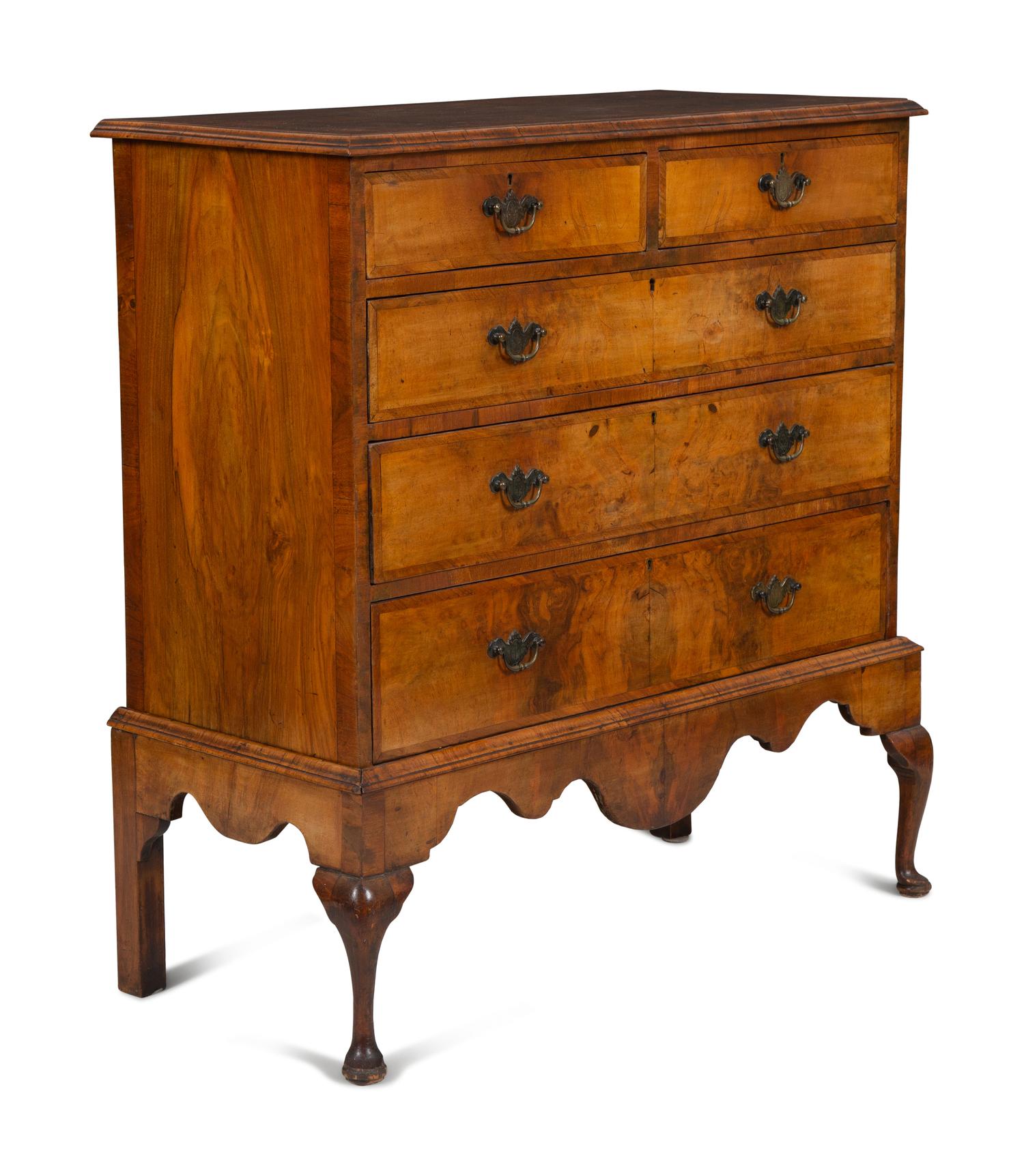A George III Burlwood Chest of Drawers on Stand