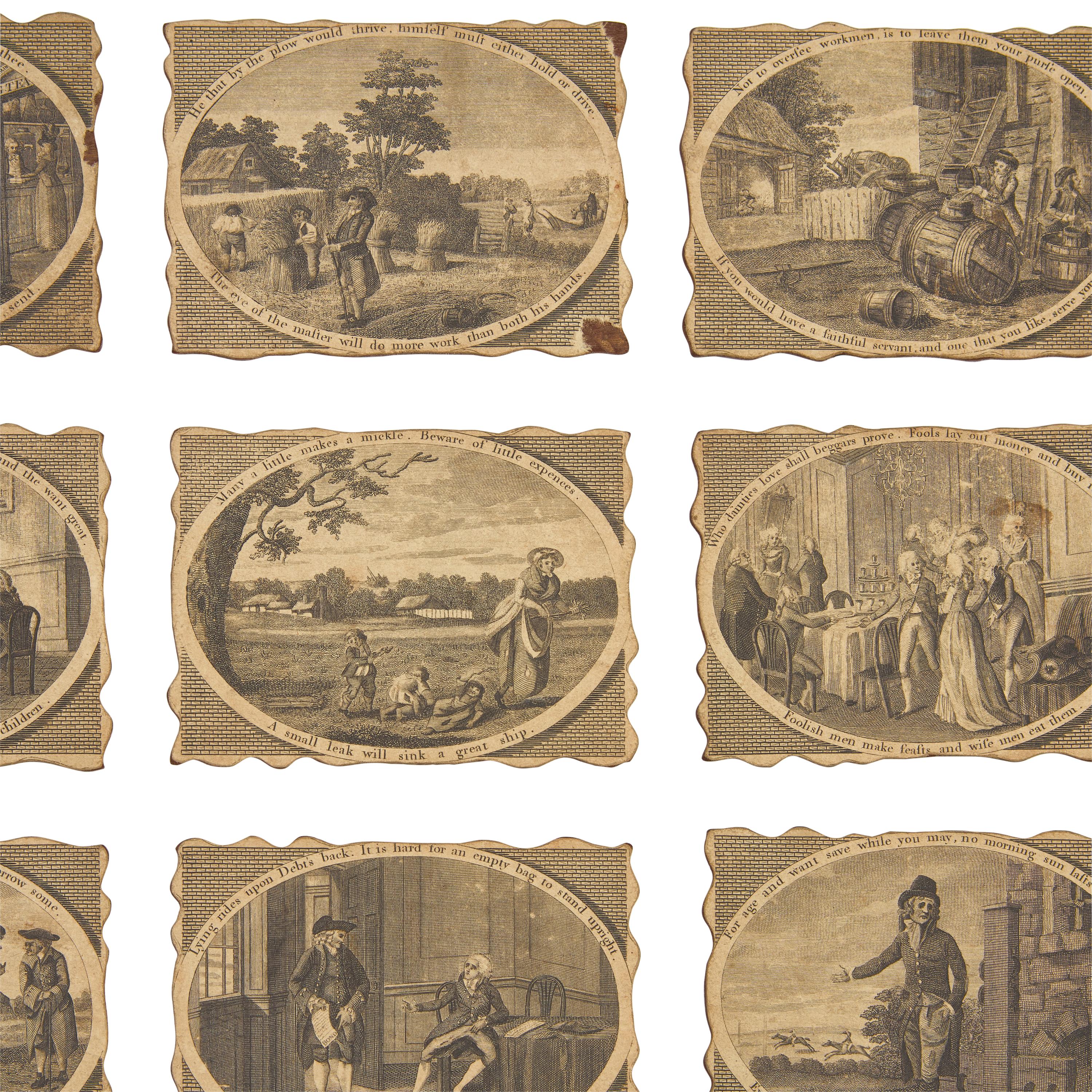 [Franklin, Benjamin (1706-1790)]. Bowles's Moral Pictures; or Poor Richard Illustrated. London: Bowles & Carver, 1795.